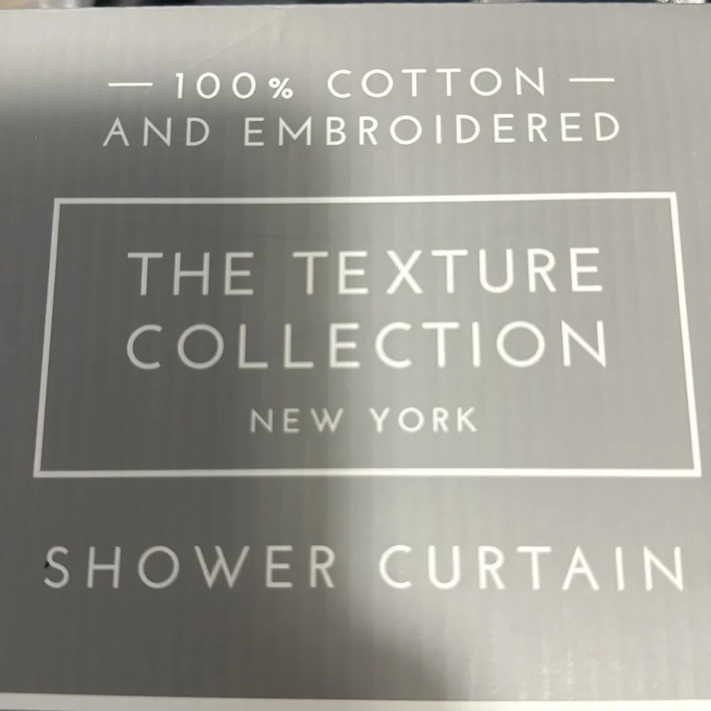 New Shower Curtain Embroidered Floral Border Cotton The Texture Collection White